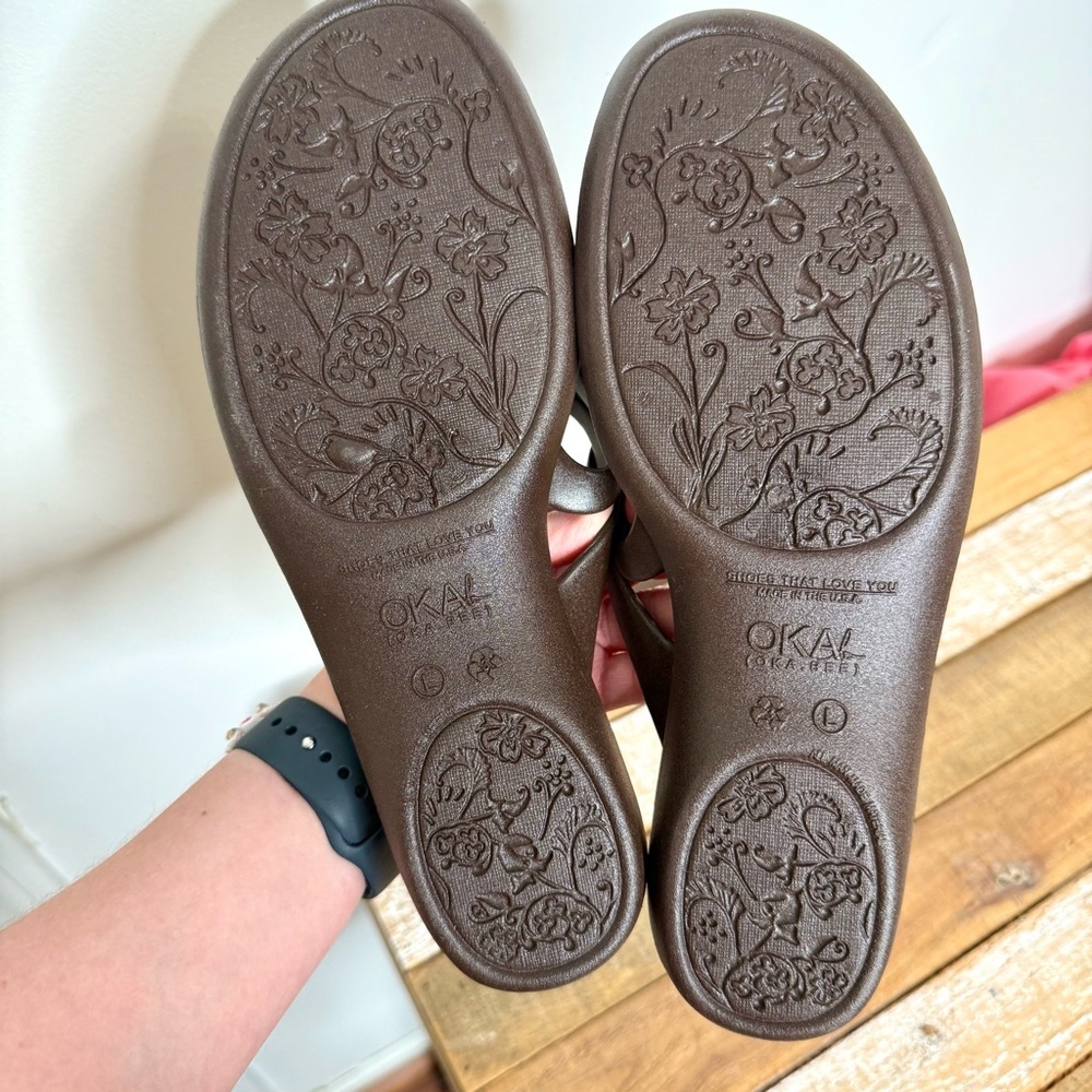 OKA b. Women's Brown Slide Slip on  Waterproof Sandals Size Large - Picture 10 of 12